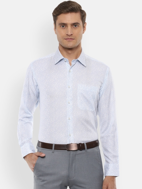 

Louis Philippe Men White & Blue Slim Fit Printed Formal Shirt