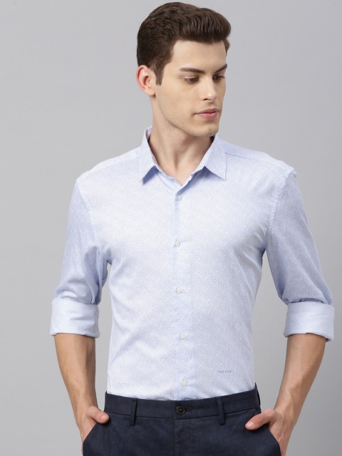 

RARE RABBIT Men Blue Tailored Fit Printed Formal Shirt