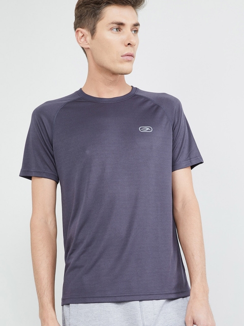 max Men Blue Solid Mandarin Collar T-shirt