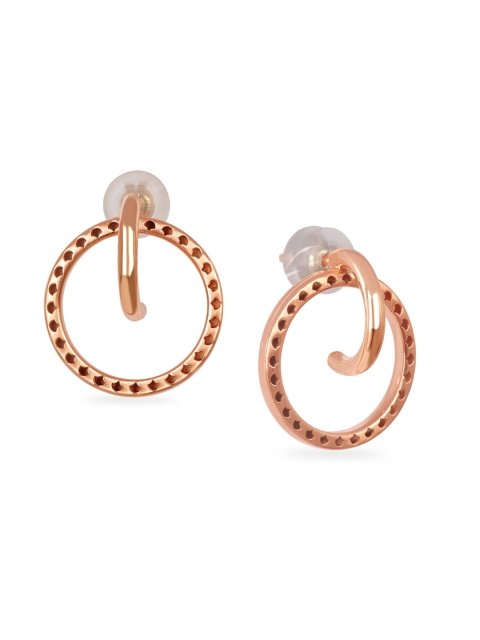 

Mia by Tanishq Rose Gold-Toned Rosie Love Hoop Earrings