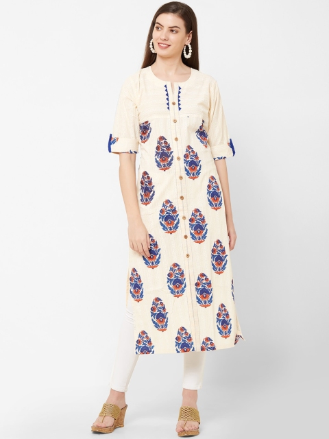 

Juliet Women Blue & Cream-Coloured Printed A-Line Kurta