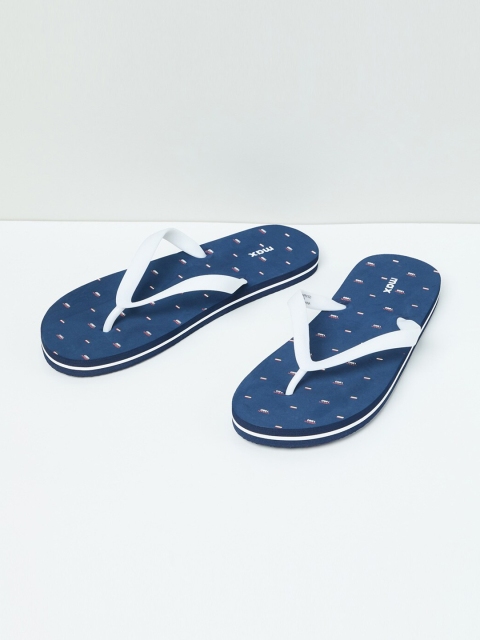 

max Men Navy Blue Printed Thong Flip-Flops