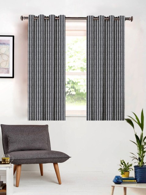 

SHIVANAA HOMES Black & Grey Single Room Darkening Curtain