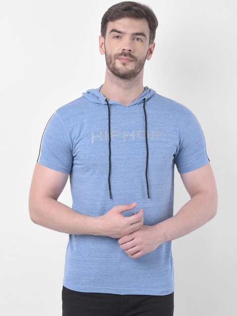 

Rex Straut Jeans Men Blue Solid Hood T-shirt