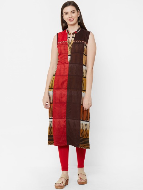 

Juliet Women Coffee Brown Printed Straight Kurta