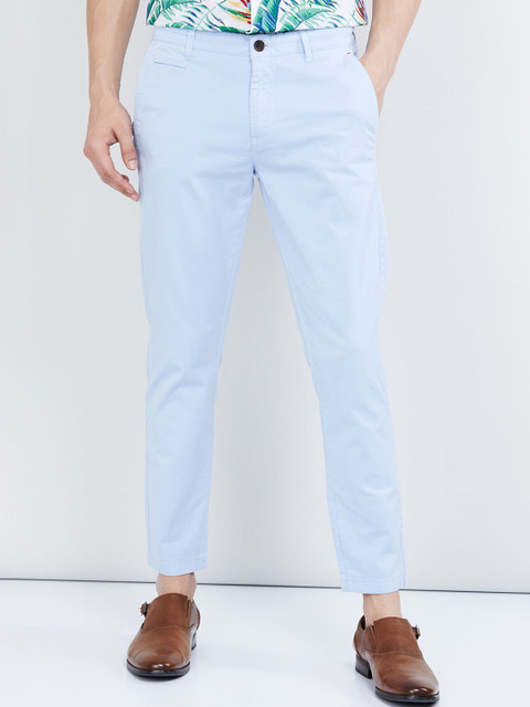 

max Men Blue Skinny Fit Solid Regular Trousers