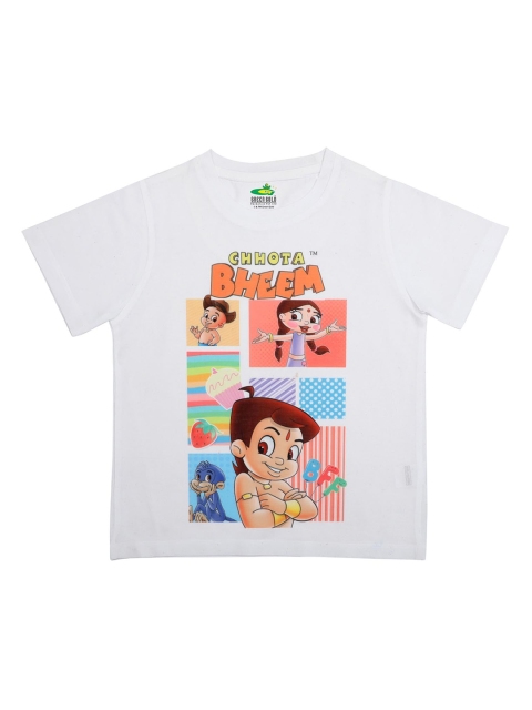 

Chhota Bheem Boys White & Beige Chhota Bheem Printed T-shirt