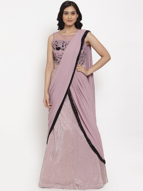 

KHALOM Pink & Black Embroidered Shimmer Ready to Wear Saree