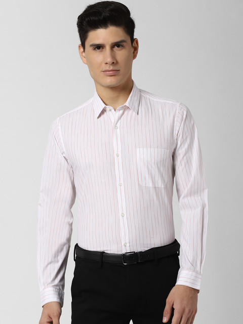 

Peter England Men White & Beige Slim Fit Striped Formal Shirt