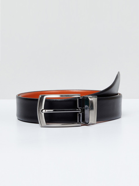 

max Men Black Solid Leather Belt