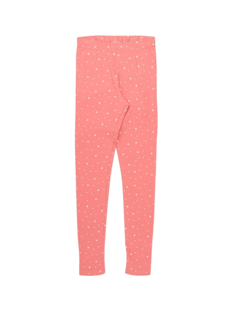

Pantaloons Junior Girls Peach-Coloured Printed Ankle-Length Leggings