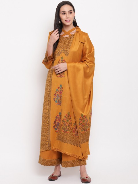 

HK colours of fashion Mustard Viscose Rayon Unstitched Dress Material