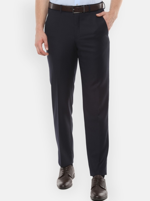 

Van Heusen Men Navy Blue Regular Fit Solid Woolen Formal Trousers