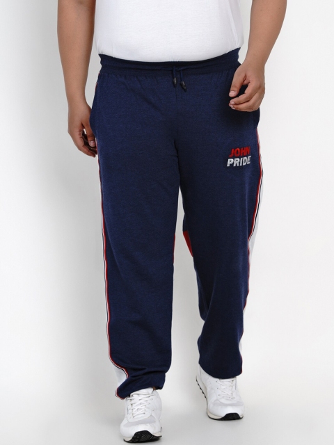 

John Pride Men Blue & Red Striped Straight-Fit Track Pants