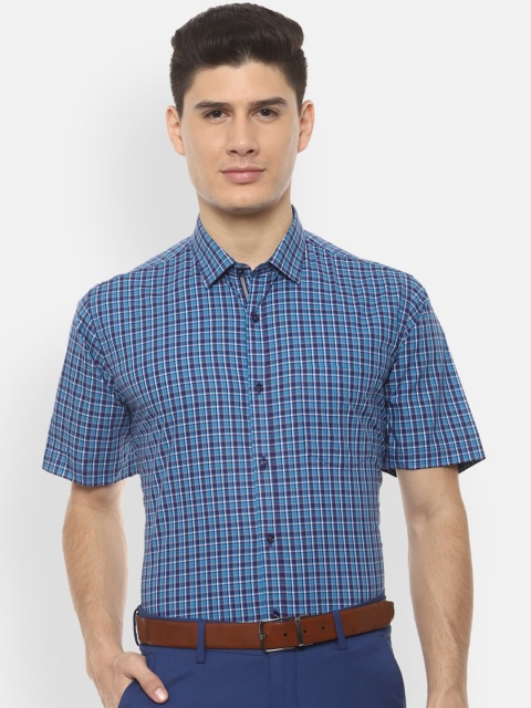 

Van Heusen Men Blue Regular Fit Checked Formal Shirt