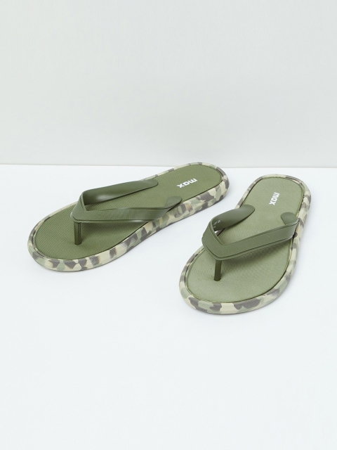 

max Men Olive Green Solid Thong Flip-Flops