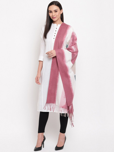 

HK colours of fashion Women Off-White & Pink Dyed Stole
