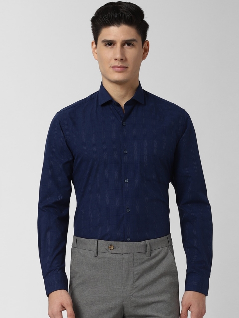 

Peter England Men Navy Blue Slim Fit Checked Formal Shirt