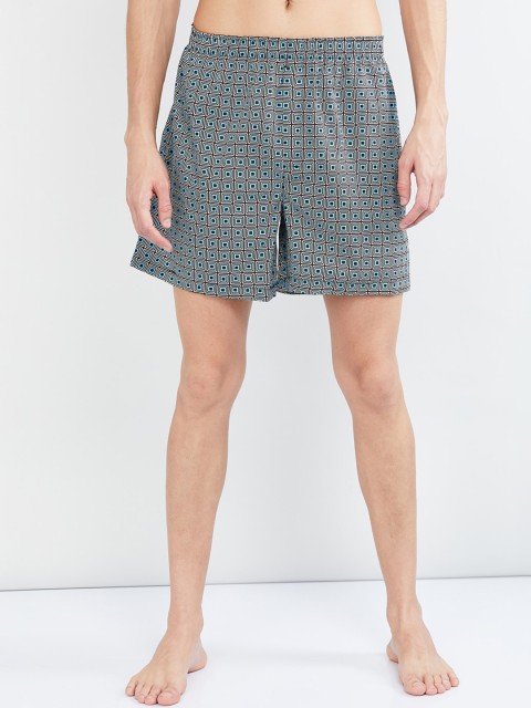 

max Men Blue & White Printed Boxers NOOSAOPBXBL