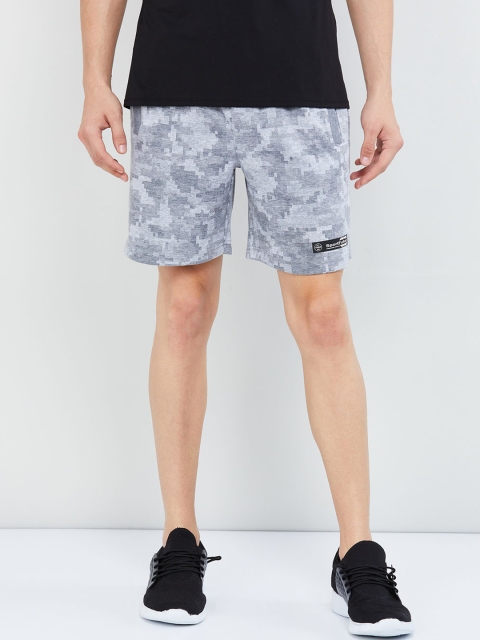 

max Men Grey Printed Regular Fit Sports Shorts
