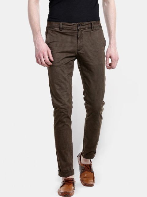 

Rex Straut Jeans Men Brown Slim Fit Printed Chinos