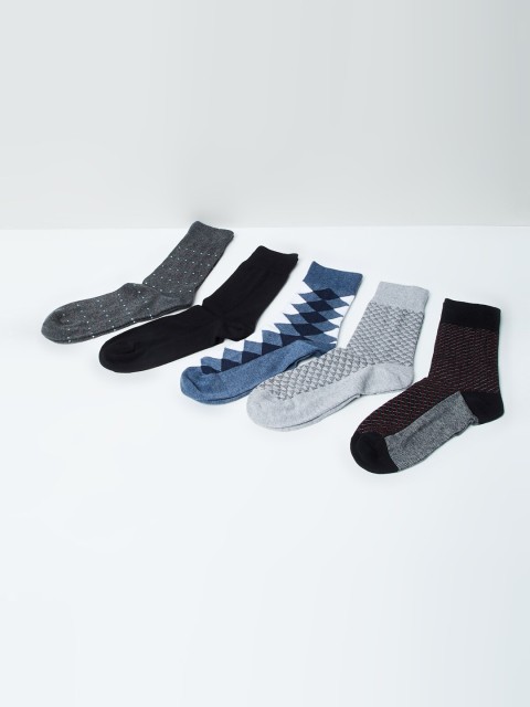 

max Men Pack of 5 Crew Length Socks, Grey
