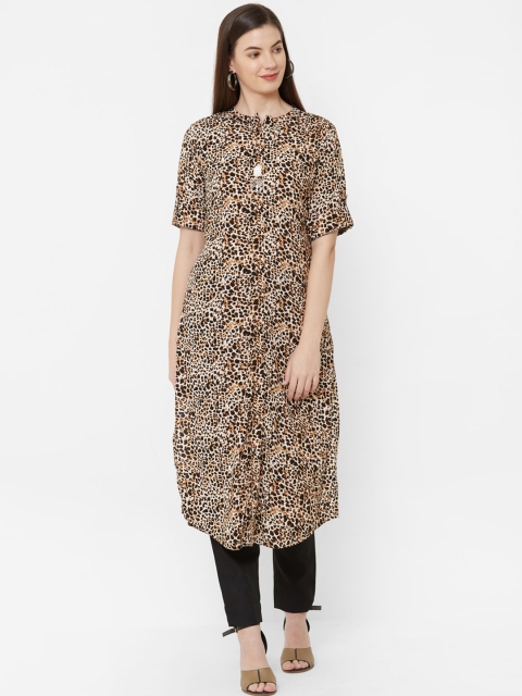 

Juliet Women Brown & Black Animal Printed Straight Kurta