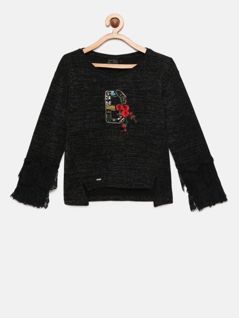 

Actuel Girls Black Embroidered Top