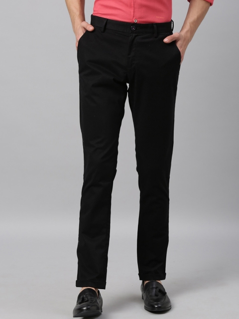 

RARE RABBIT Men Black Slim Fit Self Design Regular Trousers