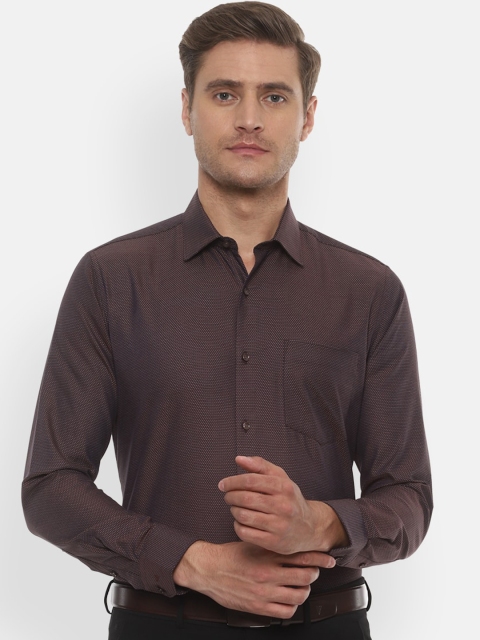 

Van Heusen Men Brown & Off-White Slim Fit Self Design Formal Shirt