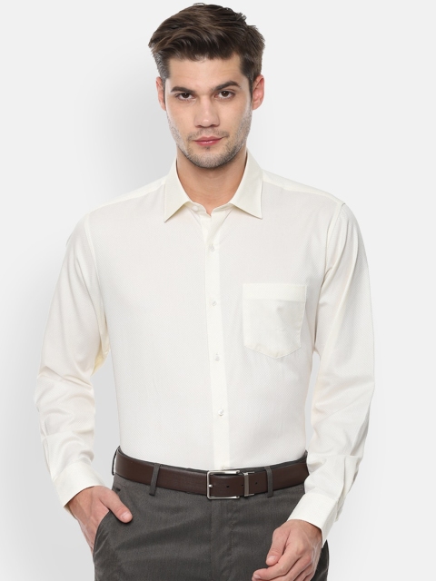 

Van Heusen Men Cream-Coloured Regular Fit Self Design Formal Shirt