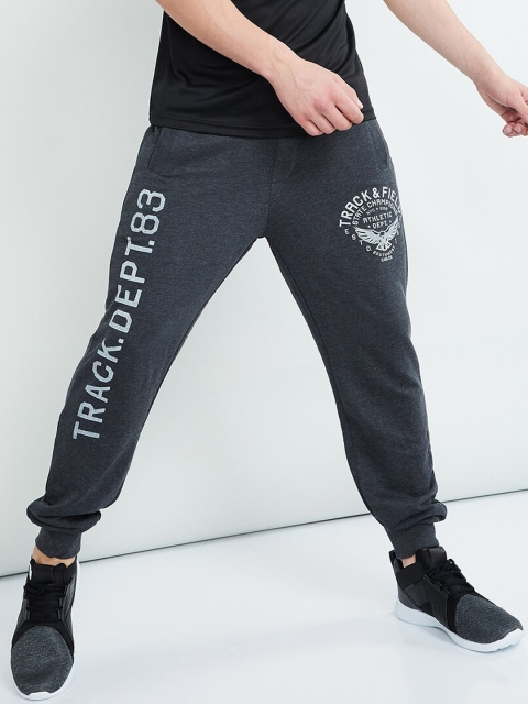 

max Men Grey Melange Solid Straight Fit Joggers