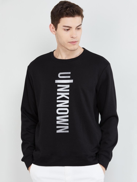 

max Men Black & White Printed Sweatshirt