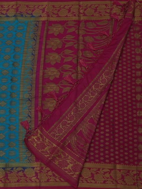 

Pothys Blue & Pink Jute Silk Woven Design Saree