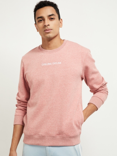 

max Men Pink Solid Sweatshirt