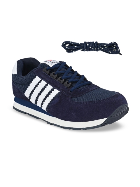

HIROLAS Men Blue Suede Running Shoes