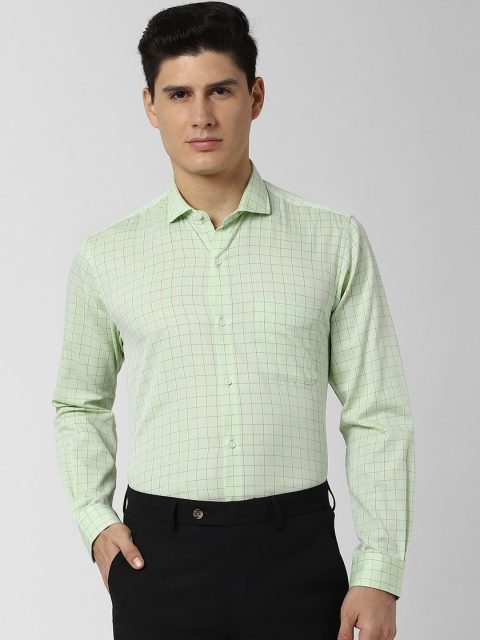 

Peter England Men Green Regular Fit Checked Formal Shirt