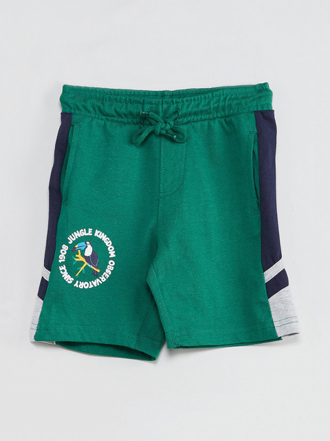 

max Boys Green & Navy Blue Colourblocked Regular Shorts