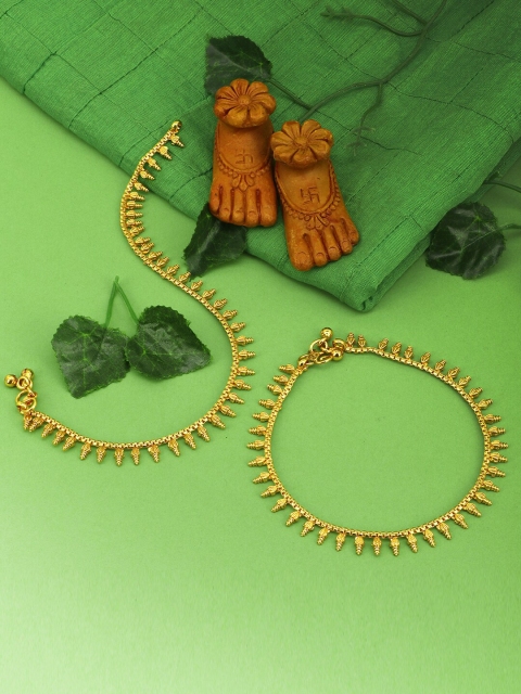 

Adwitiya Collection Set Of 2 24-CT Gold-Plated Handcrafted Anklets