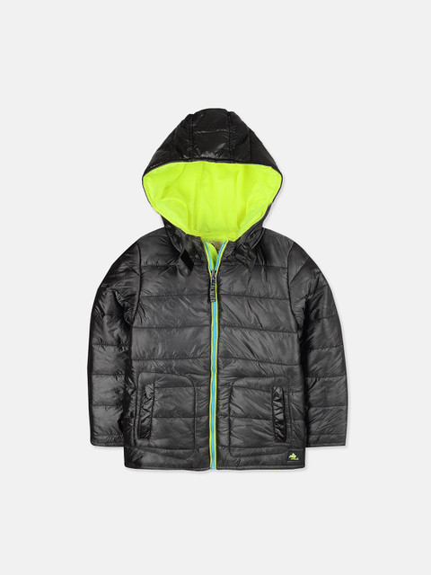 

Cherry Crumble Boys Grey Solid Padded Jacket