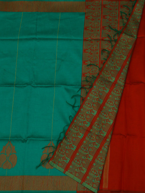 

Pothys Green & Red Jute Silk Woven Design Saree