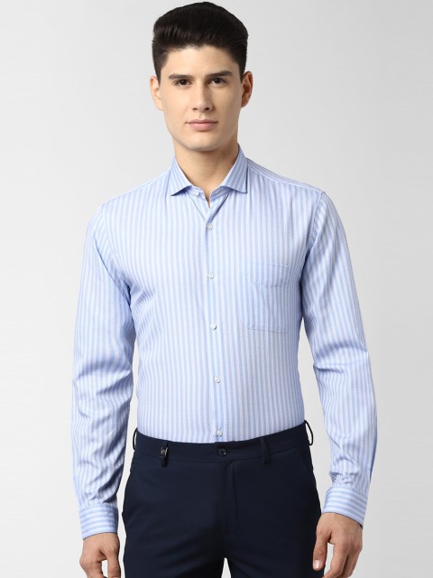 

Peter England Men Blue & Off-White Regular Fit Striped Formal Shirt