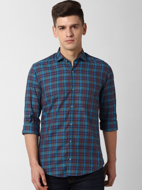 

Peter England Men Blue Slim Fit Checked Casual Shirt
