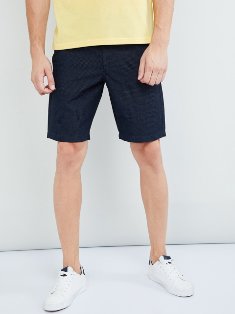 max Men Blue Printed Regular Fit Regular Shorts
