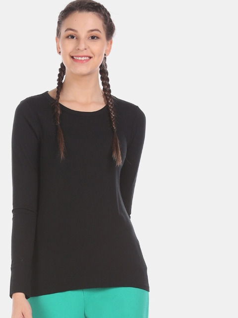 

GAP Women Black Long Sleeve Solid T-Shirt