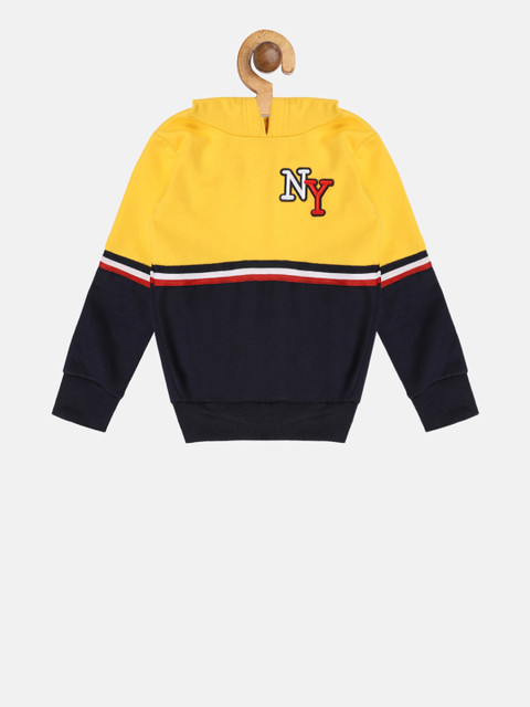 

Lazy Shark Boys Yellow & Black Colourblocked Hooded Sweatshirt