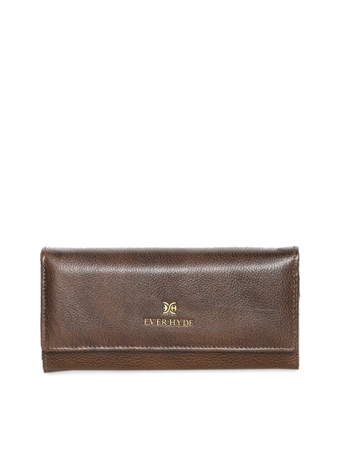 

EVER HYDE Green & Brown Textured Leather Foldover Clutch