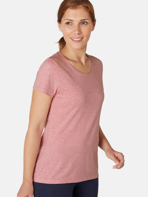 NYAMBA By Decathlon Women Pink Solid Polo Collar T-shirt