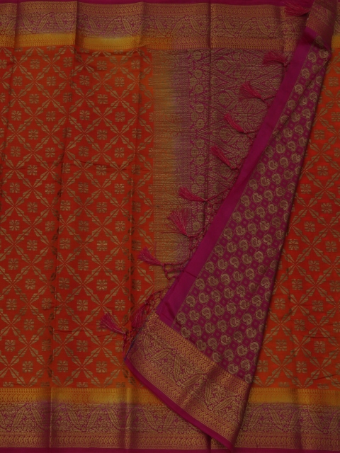 

Pothys Orange Woven Design Jute Silk Saree