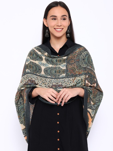 

Pashmoda Women Grey & Blue Printed Stole